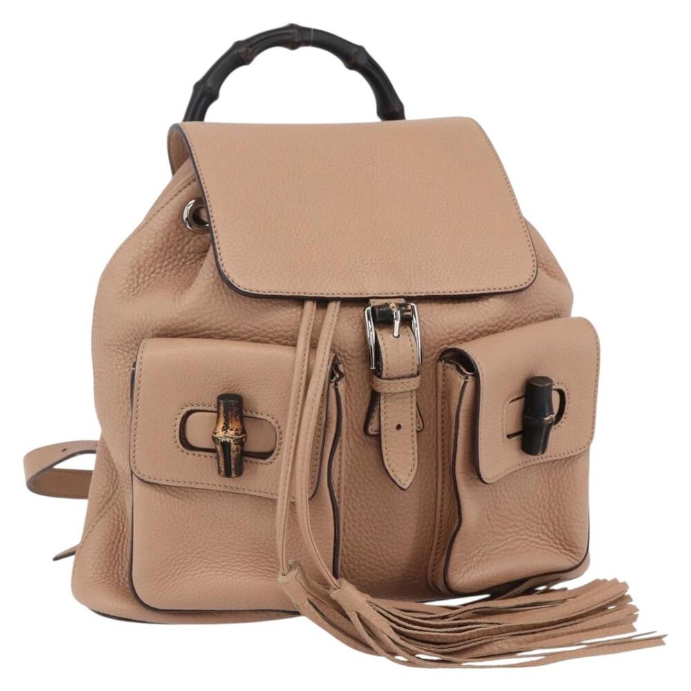 Gucci Bamboo Backpack Leather Beige #348662G80B